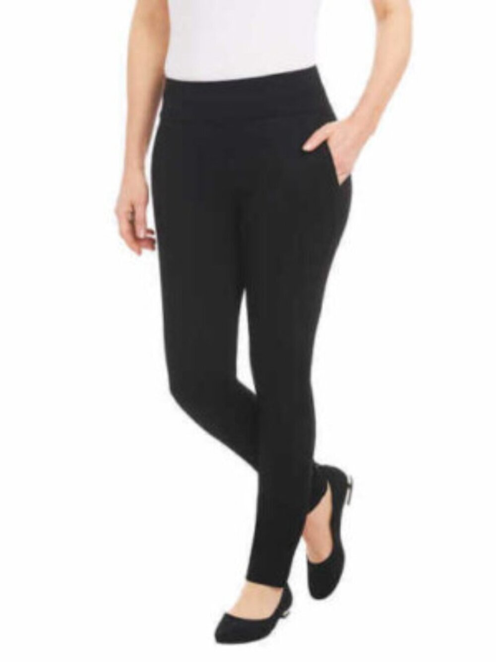 Dalia Black Pull On Stretchy Trousers